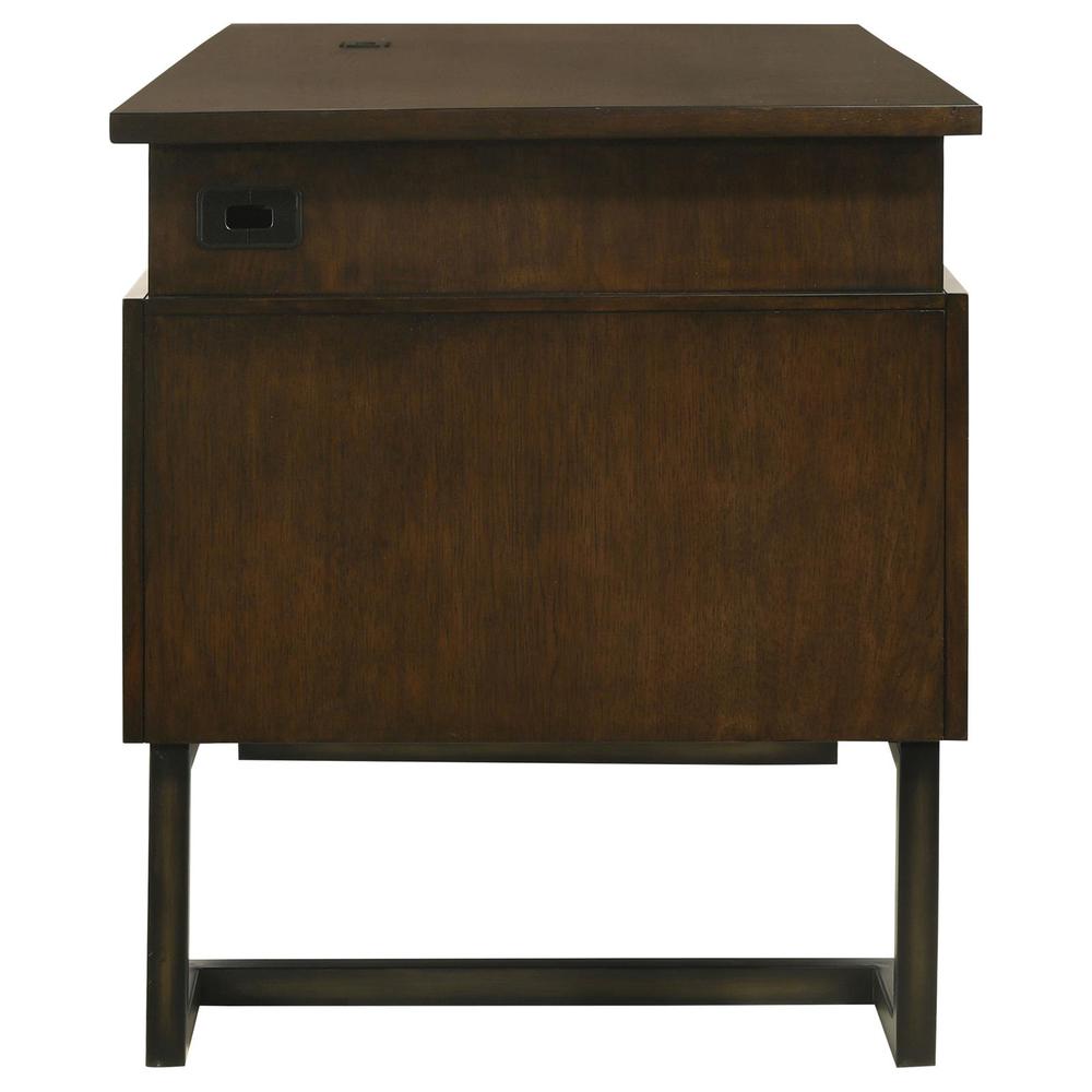 Marshall 6-drawer Executive Desk Dark Walnut and Gunmetal. Picture 9
