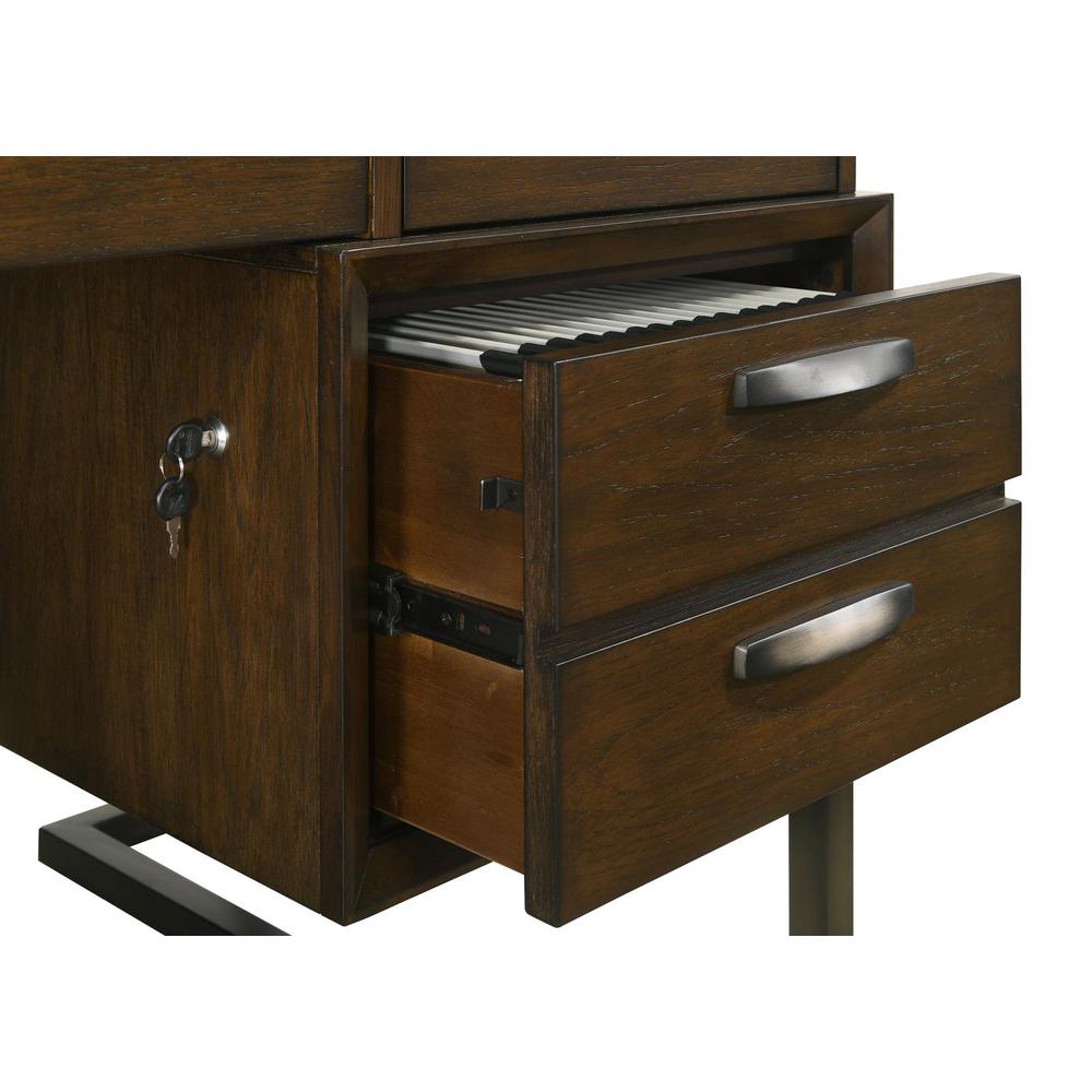 Marshall 6-drawer Executive Desk Dark Walnut and Gunmetal. Picture 12