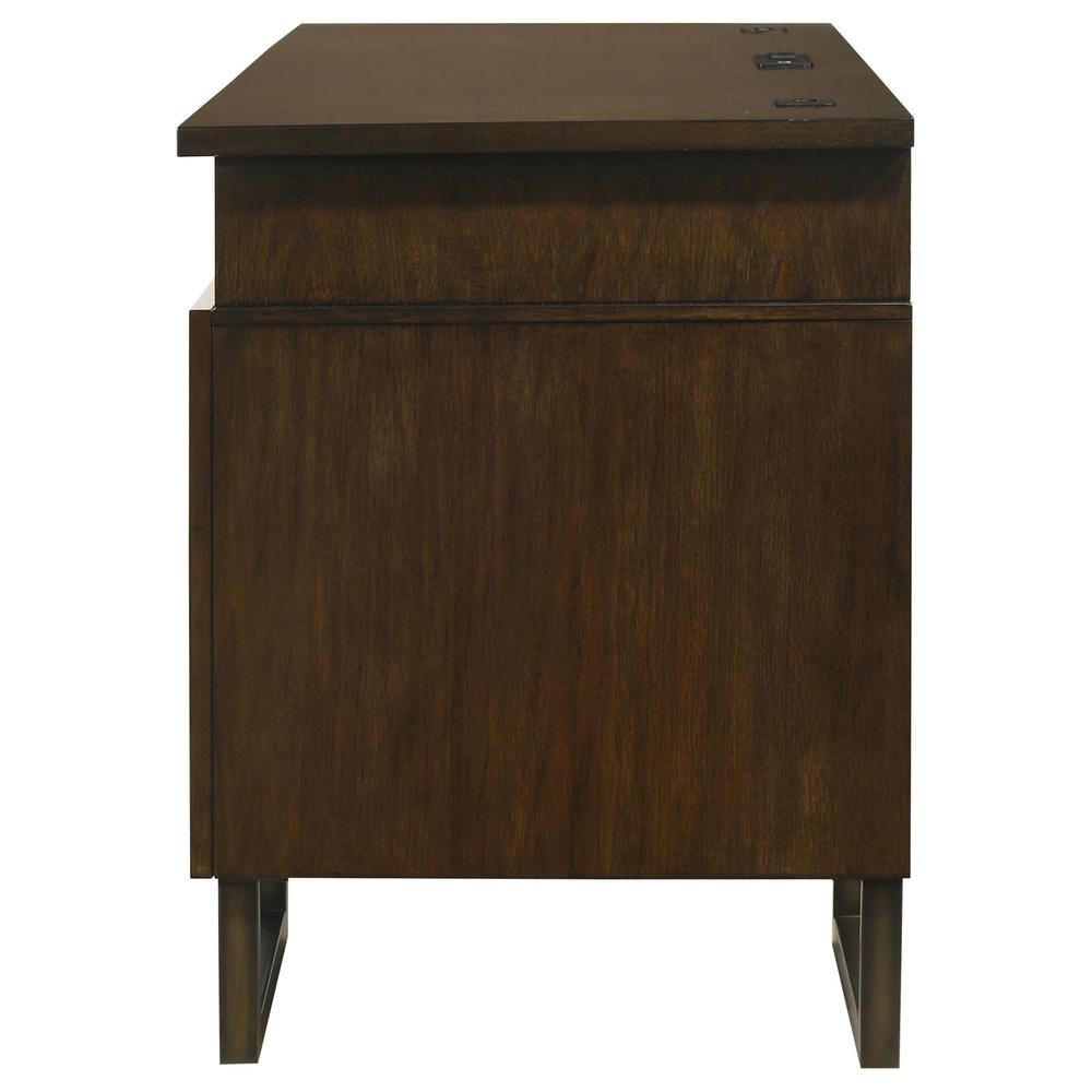 Marshall 5-drawer Credenza Desk With Power Outlet Dark Walnut and Gunmetal. Picture 5
