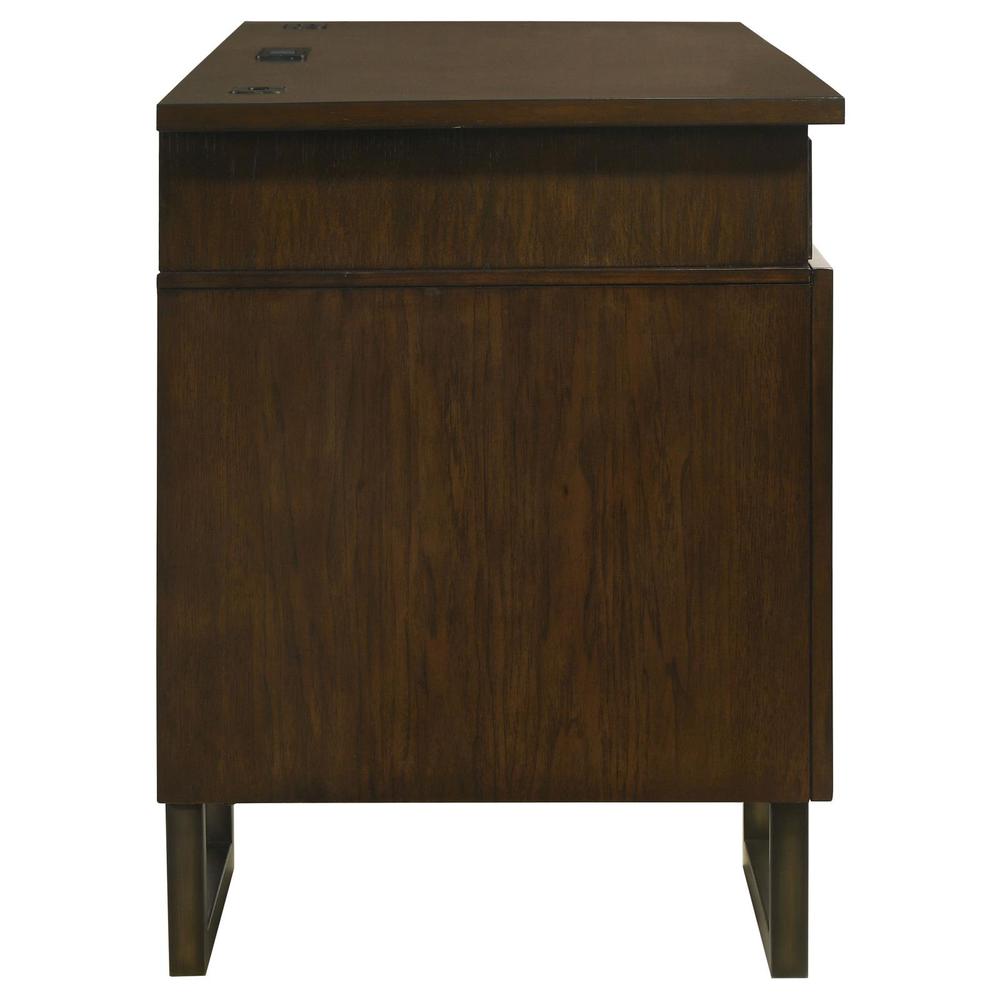 Marshall 5-drawer Credenza Desk With Power Outlet Dark Walnut and Gunmetal. Picture 9