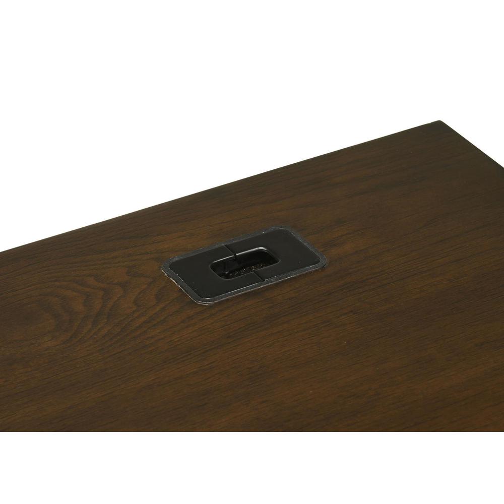 Marshall 5-drawer Credenza Desk With Power Outlet Dark Walnut and Gunmetal. Picture 13