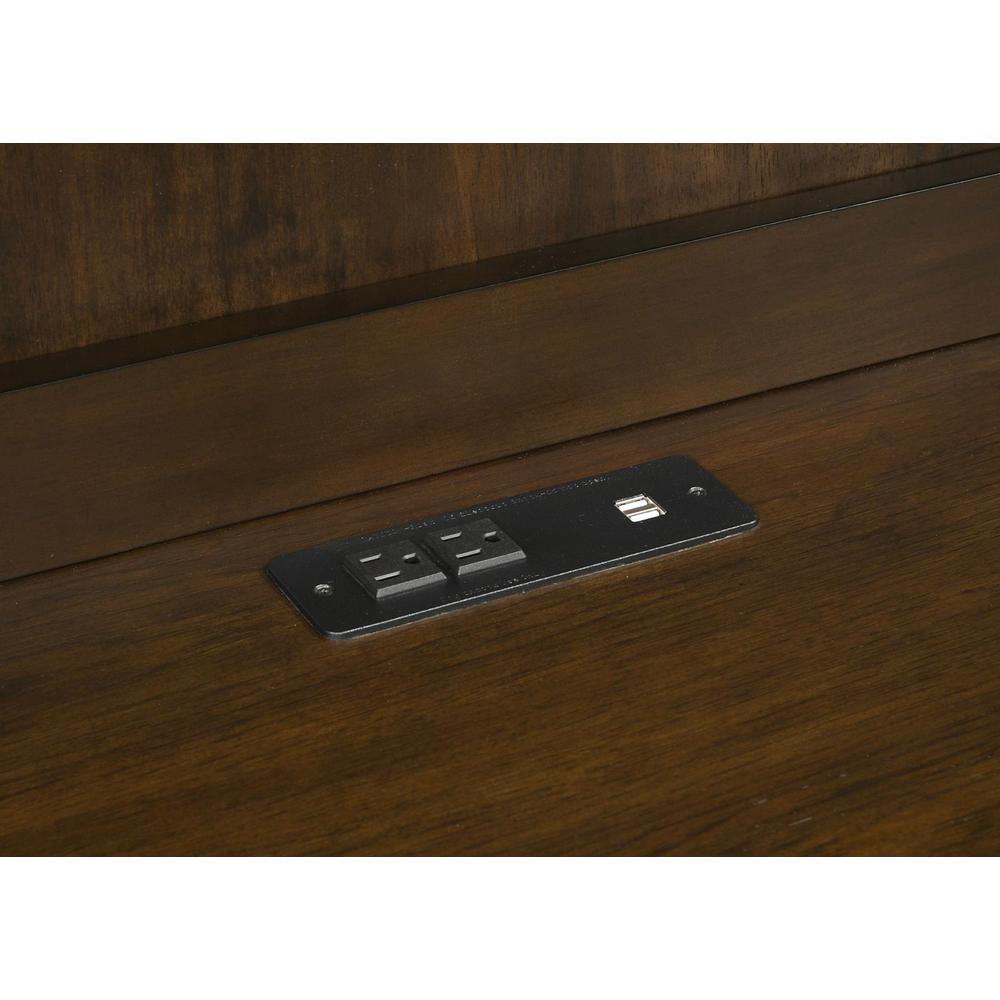 Marshall 10-drawer Credenza Desk With Hutch Dark Walnut and Gunmetal. Picture 11