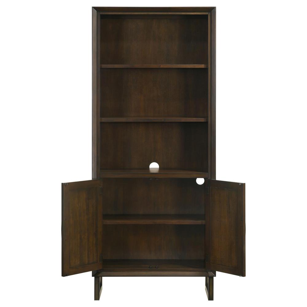 Marshall 5-shelf Bookcase With Storage Cabinet Dark Walnut and Gunmetal. Picture 4