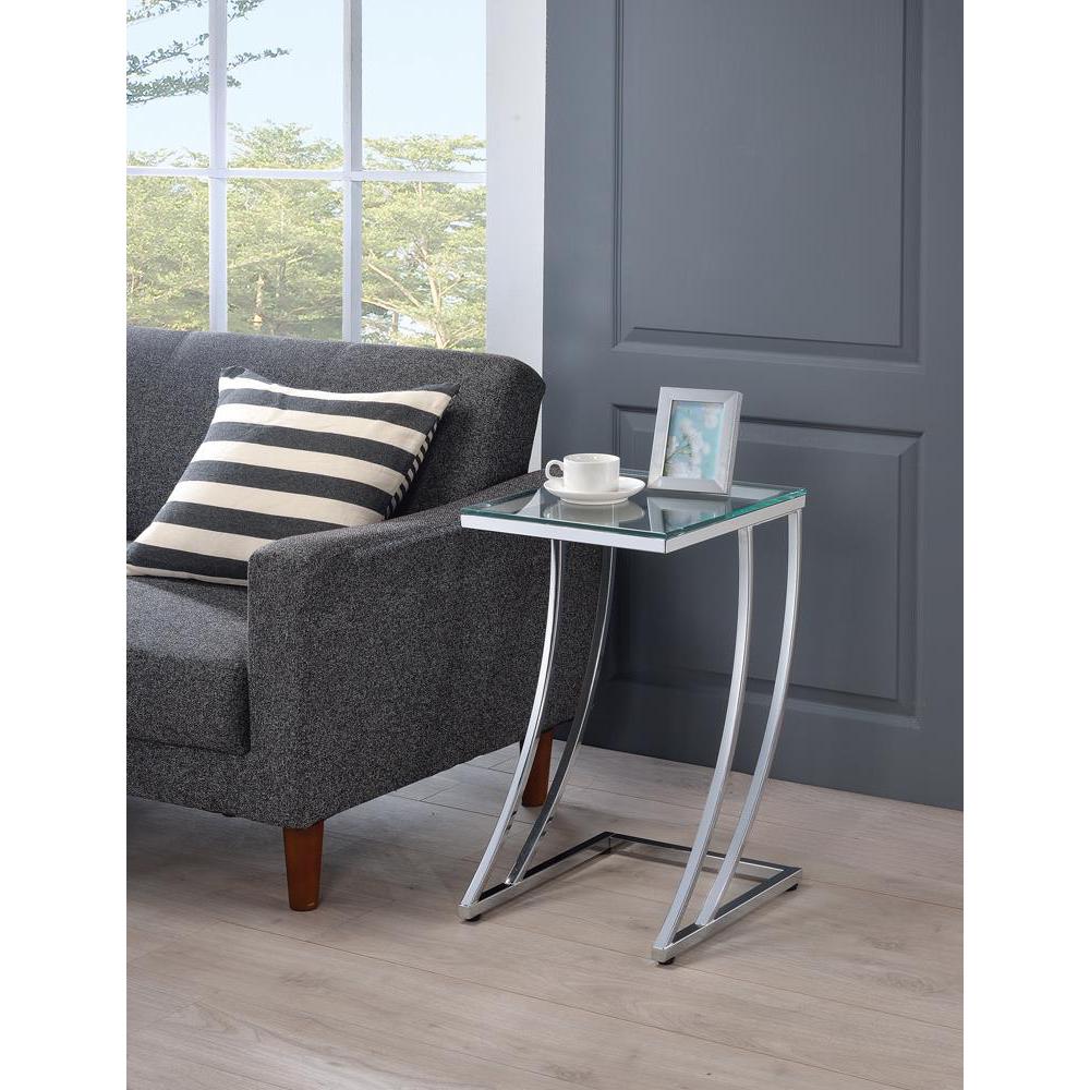 Cayden Rectangular Top Accent Table Chrome and Clear. Picture 1