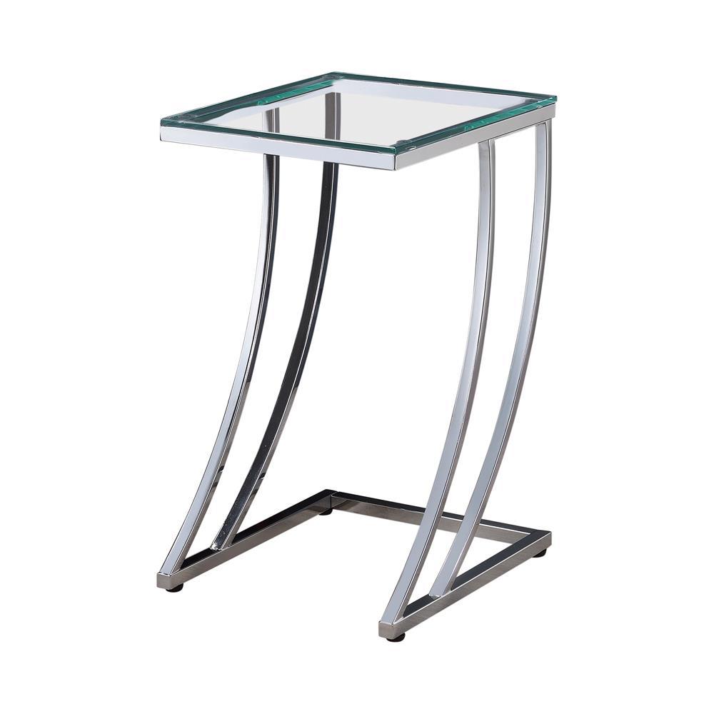 Cayden Rectangular Top Accent Table Chrome and Clear. Picture 2