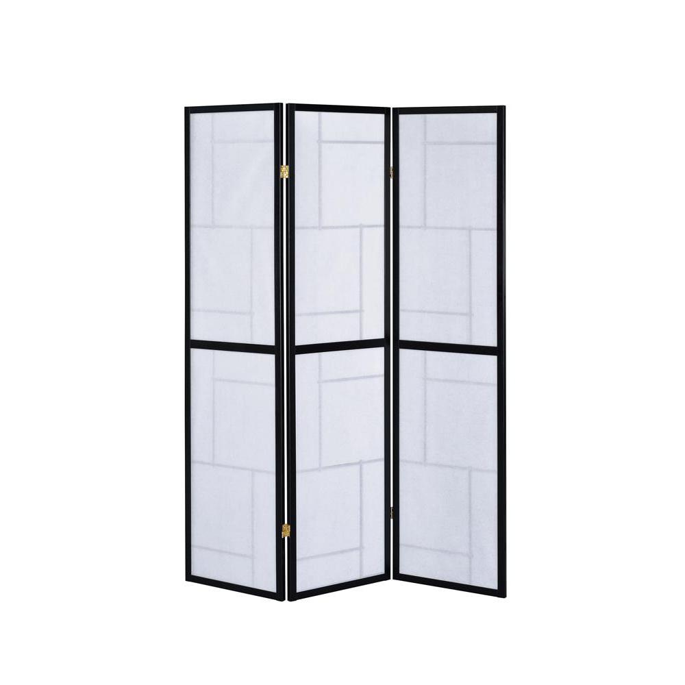 Damis 3-panel Folding Floor Screen Black and White. Picture 5