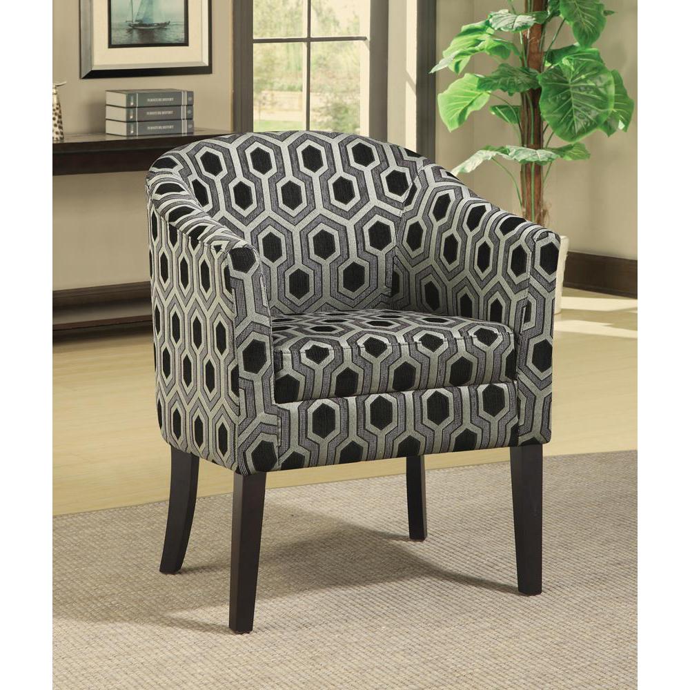 Jansen Hexagon Patterned Accent Chair Grey and Black. Picture 1