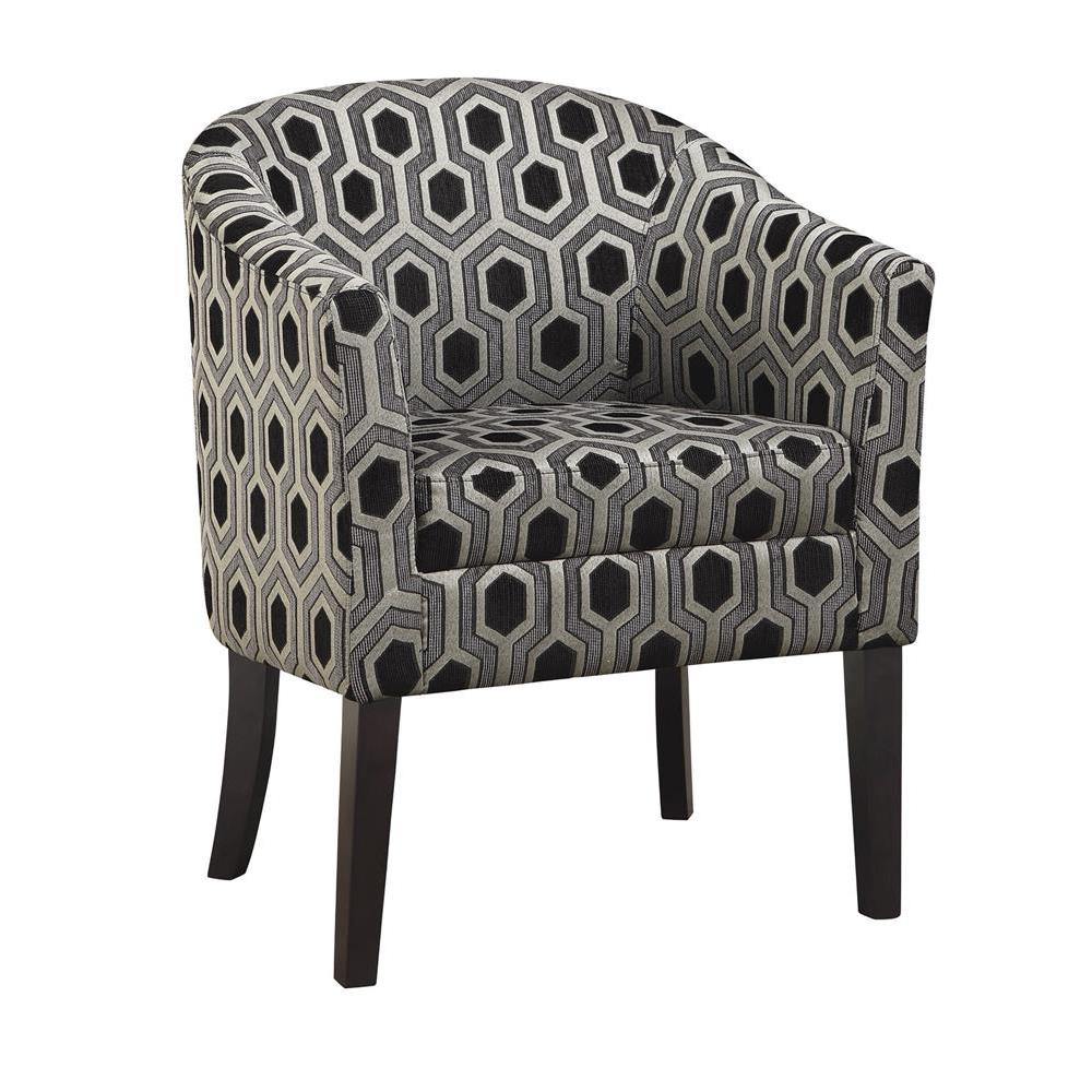 Jansen Hexagon Patterned Accent Chair Grey and Black. Picture 2