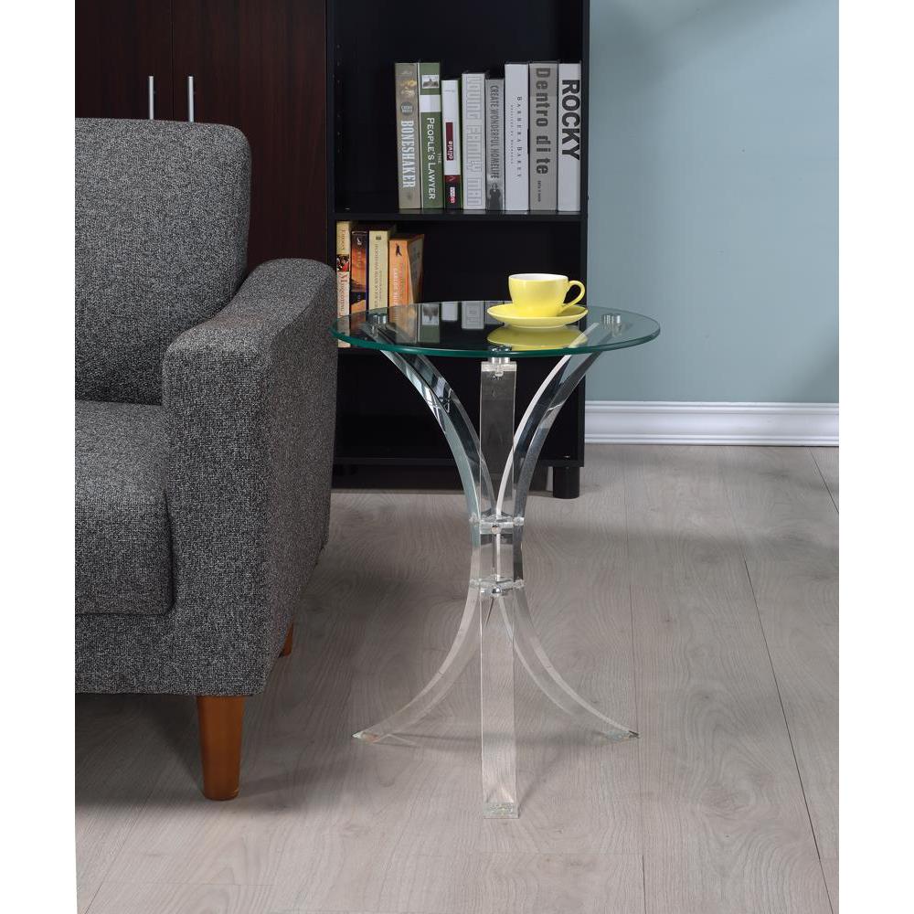 Laning Round Accent Table Clear. Picture 1
