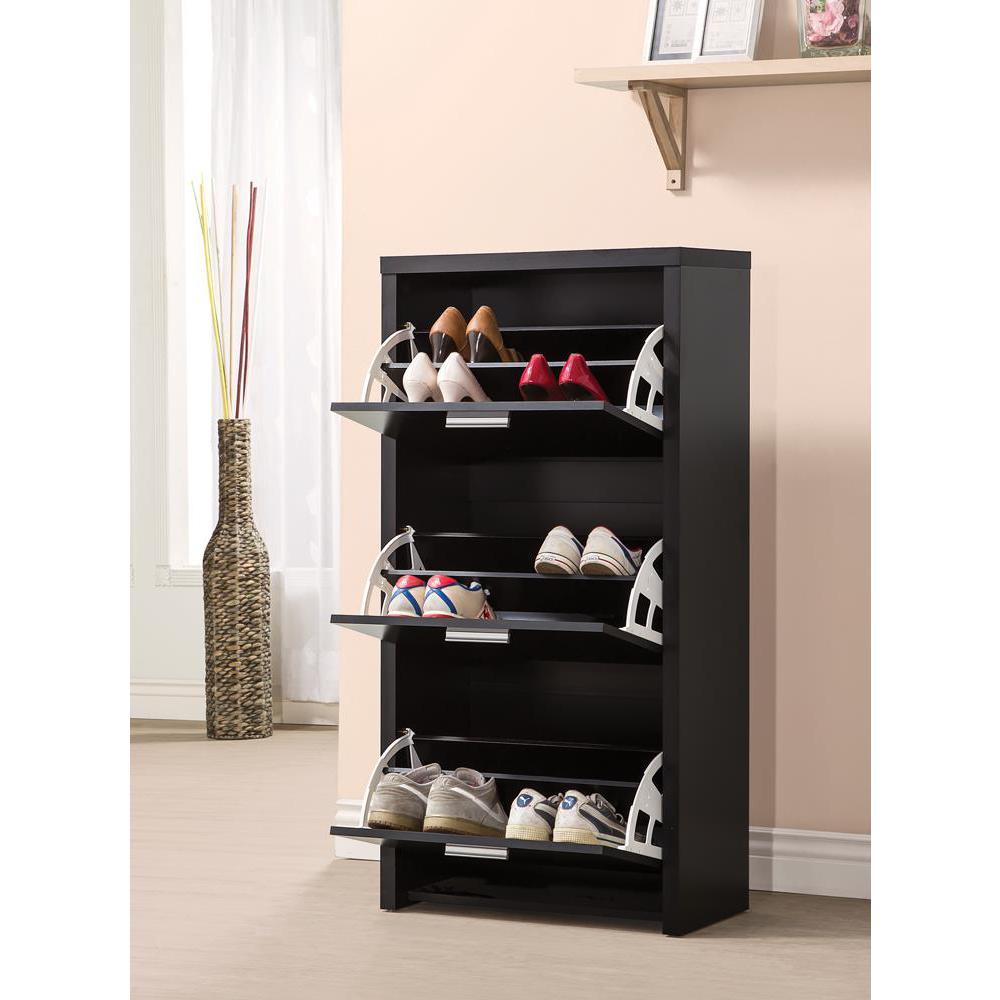 Vivian 3-drawer Shoe Cabinet Black. Picture 3