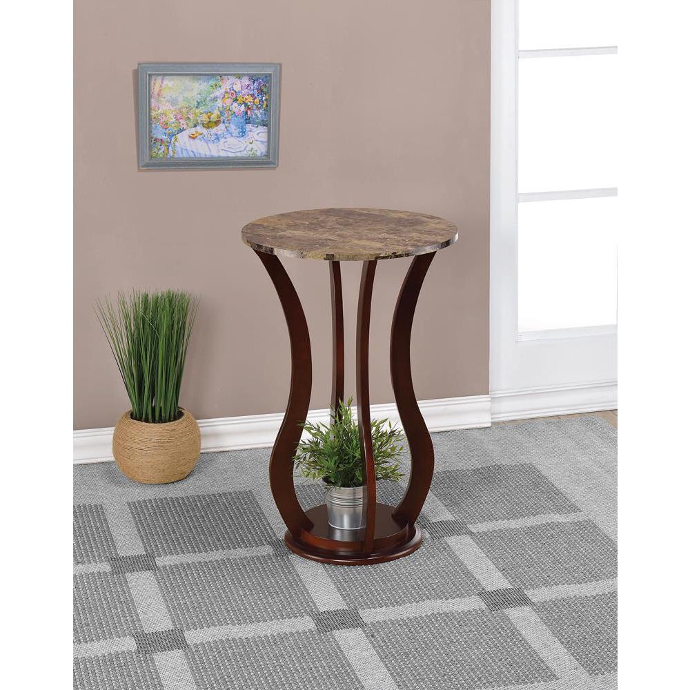 Elton Round Marble Top Accent Table Brown. Picture 1