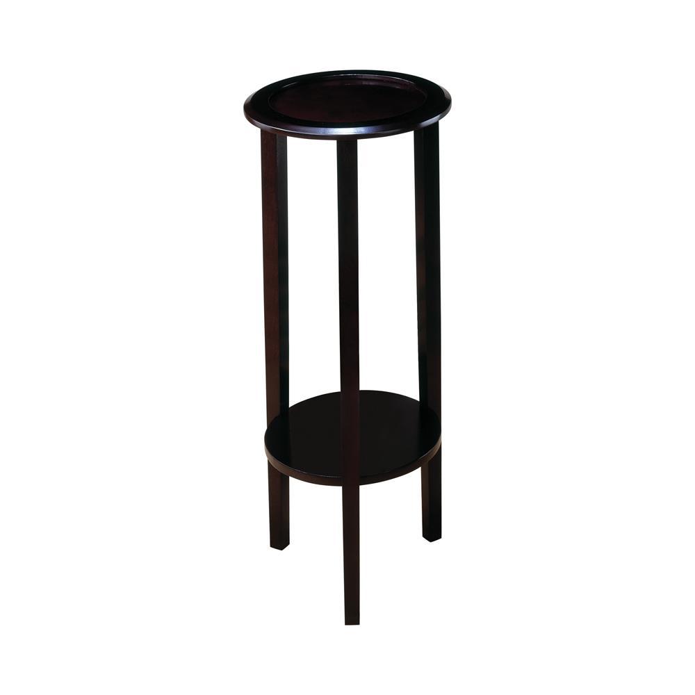 Kirk Round Accent Table with Bottom Shelf Espresso. Picture 2