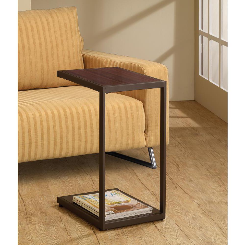 Jose Rectangular Accent Table with Bottom Shelf Brown. Picture 1