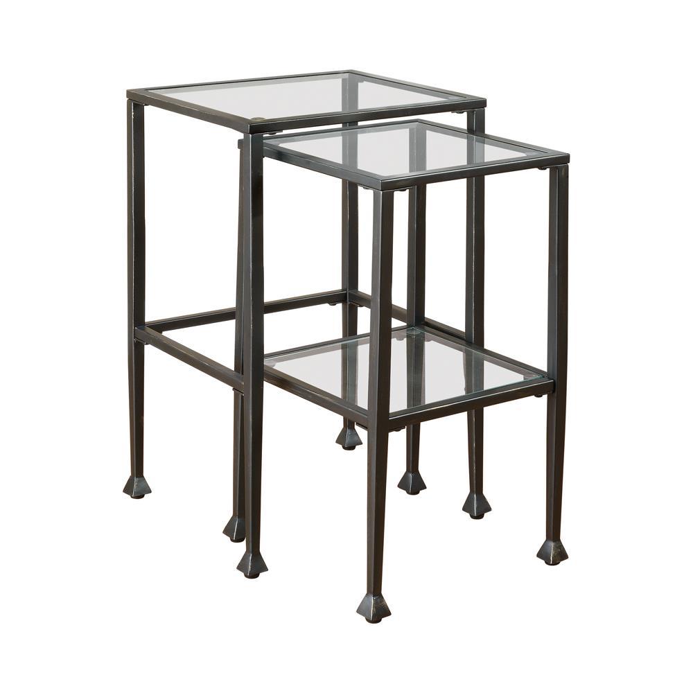 Leilani 2-piece Glass Top Nesting Tables Black. Picture 2