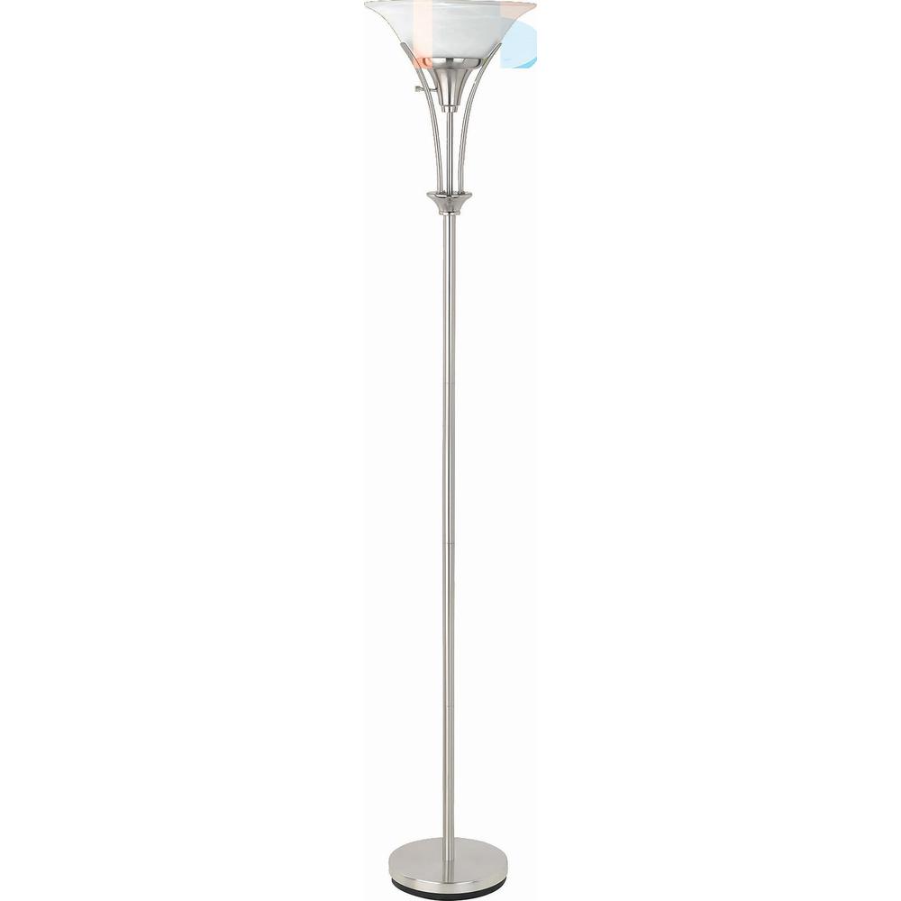 Archie Floor Lamp with Frosted Ribbed Shade Brushed Steel. Picture 2