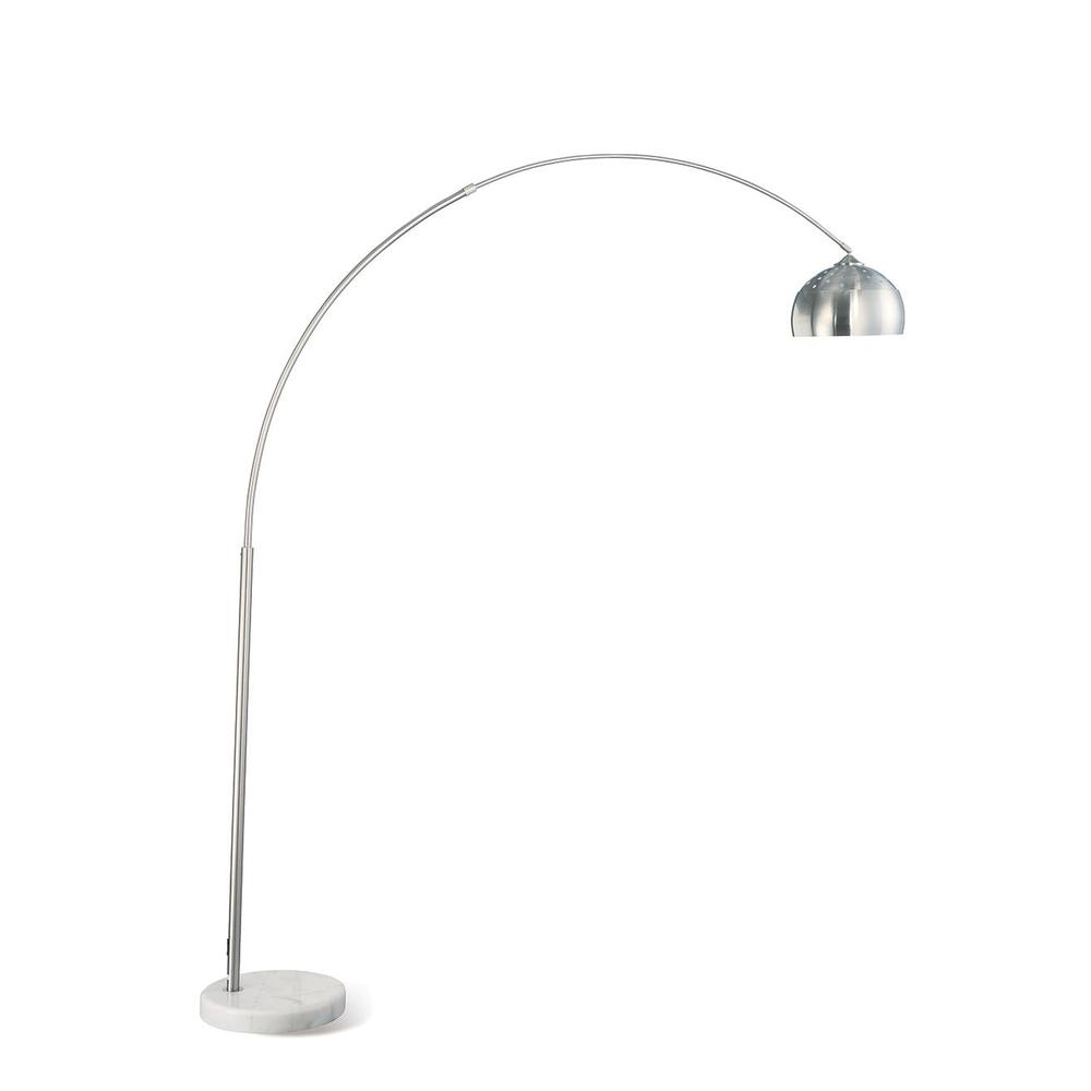 Krester Arched Floor Lamp Brushed Steel and Chrome. Picture 1