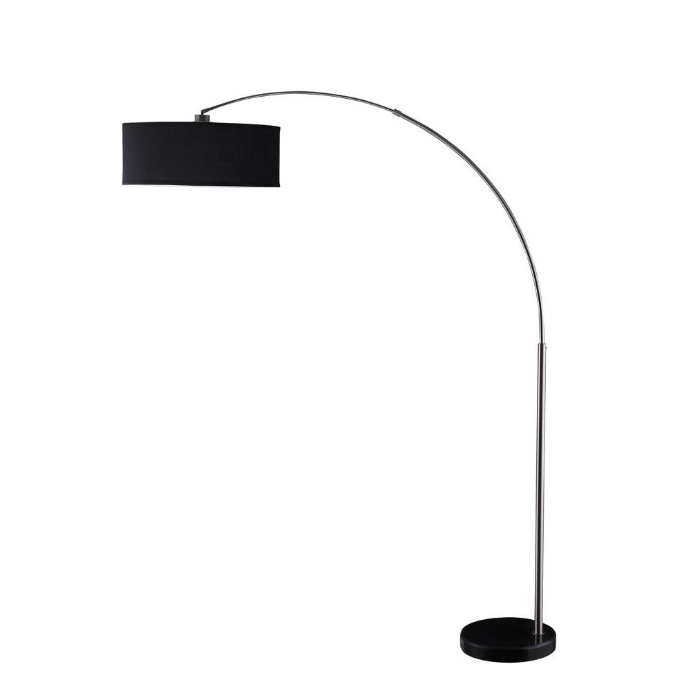 Kawke Drum Shade Floor Lamp Black and Chrome. Picture 1