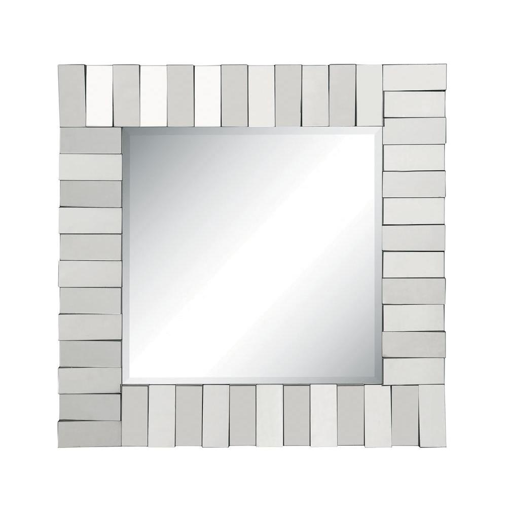Tanwen Square Wall Mirror with Layered Panel Silver. Picture 1