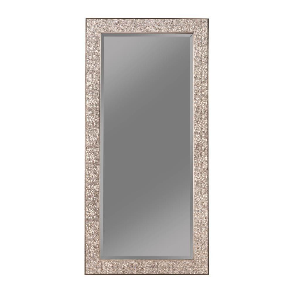 Rollins Rectangular Floor Mirror Silver Sparkle. Picture 1