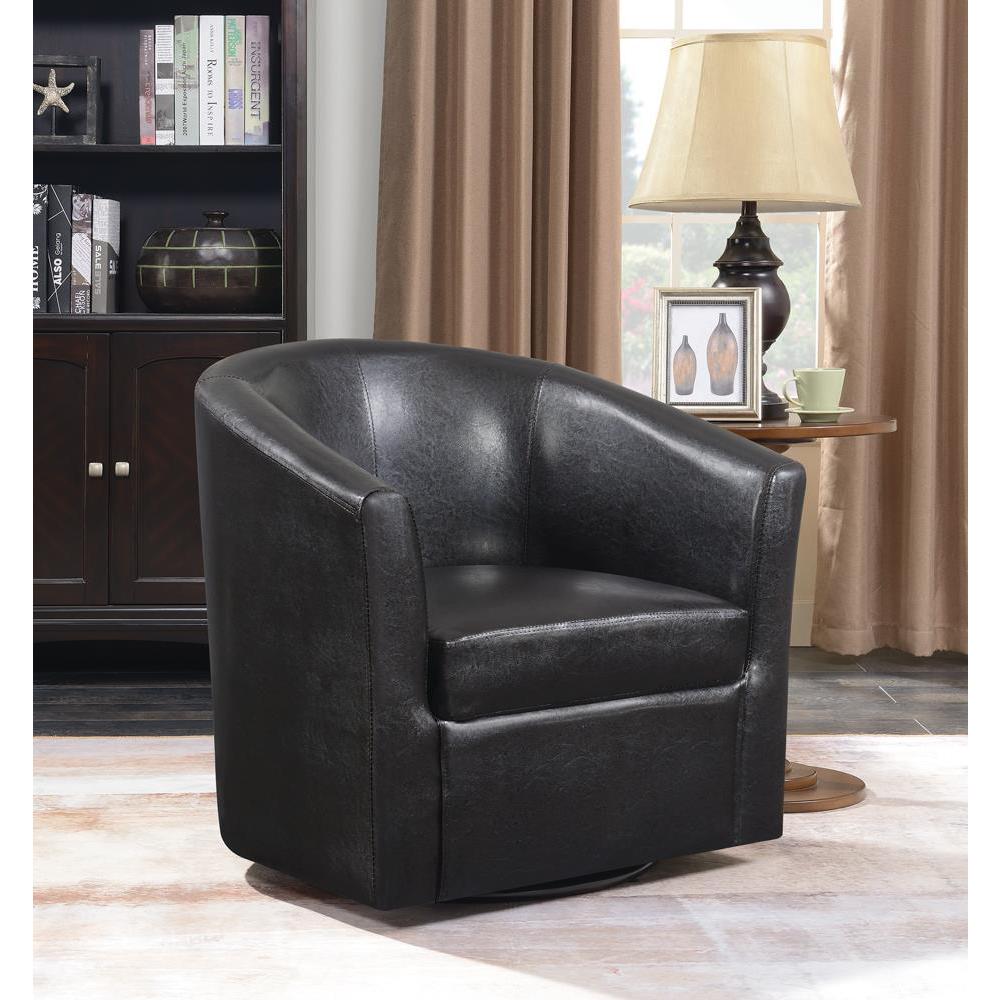 Turner Upholstery Sloped Arm Accent Swivel Chair Dark Brown. Picture 1