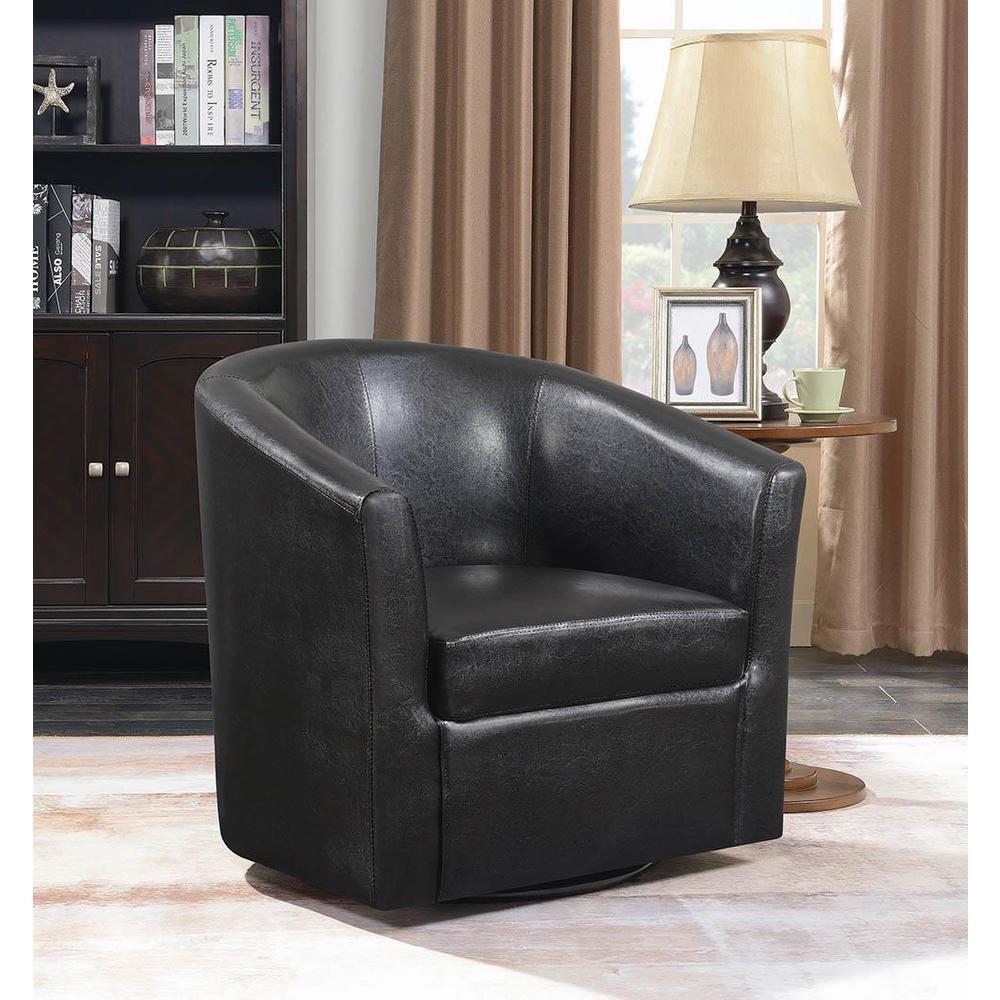 Turner Upholstery Sloped Arm Accent Swivel Chair Dark Brown. Picture 11