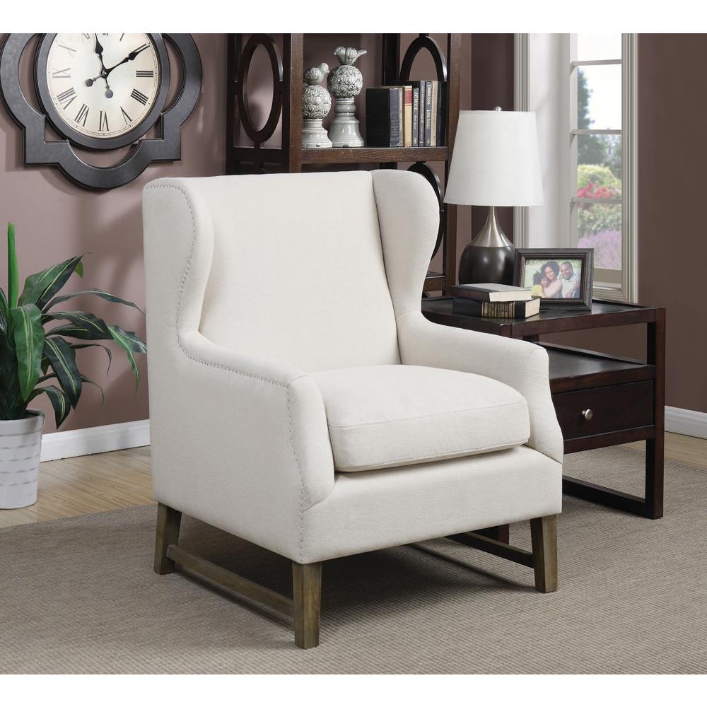 Fleur Wing Back Accent Chair Cream. Picture 1