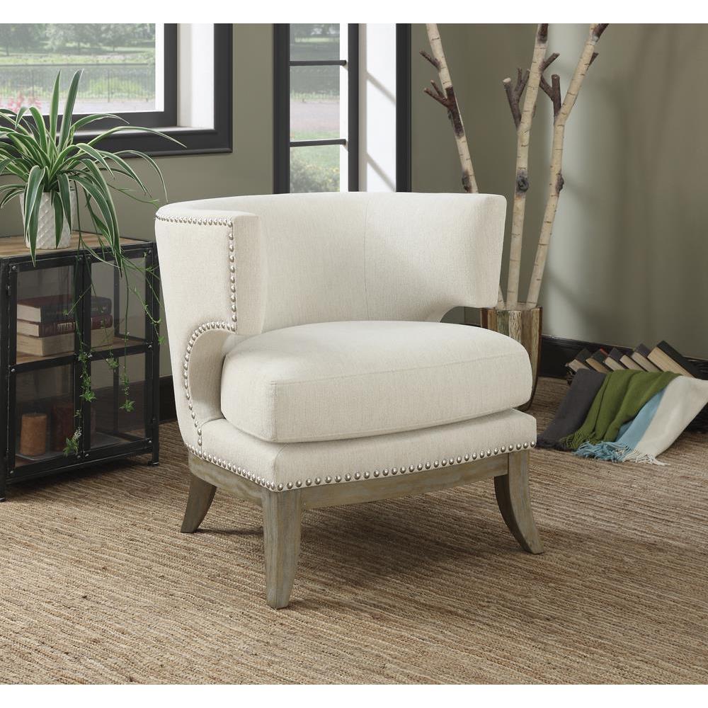 Jordan Dominic Barrel Back Accent Chair White and Weathered Grey. Picture 1