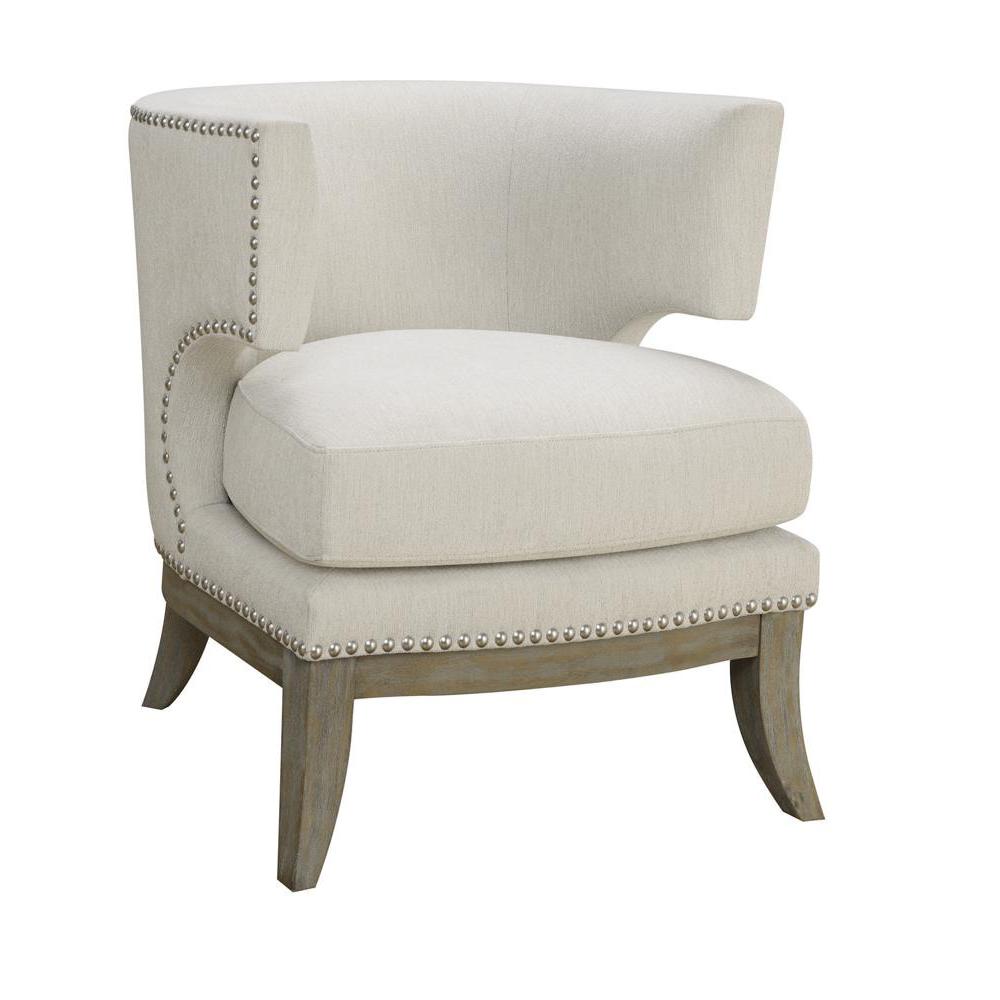 Jordan Dominic Barrel Back Accent Chair White and Weathered Grey. Picture 2