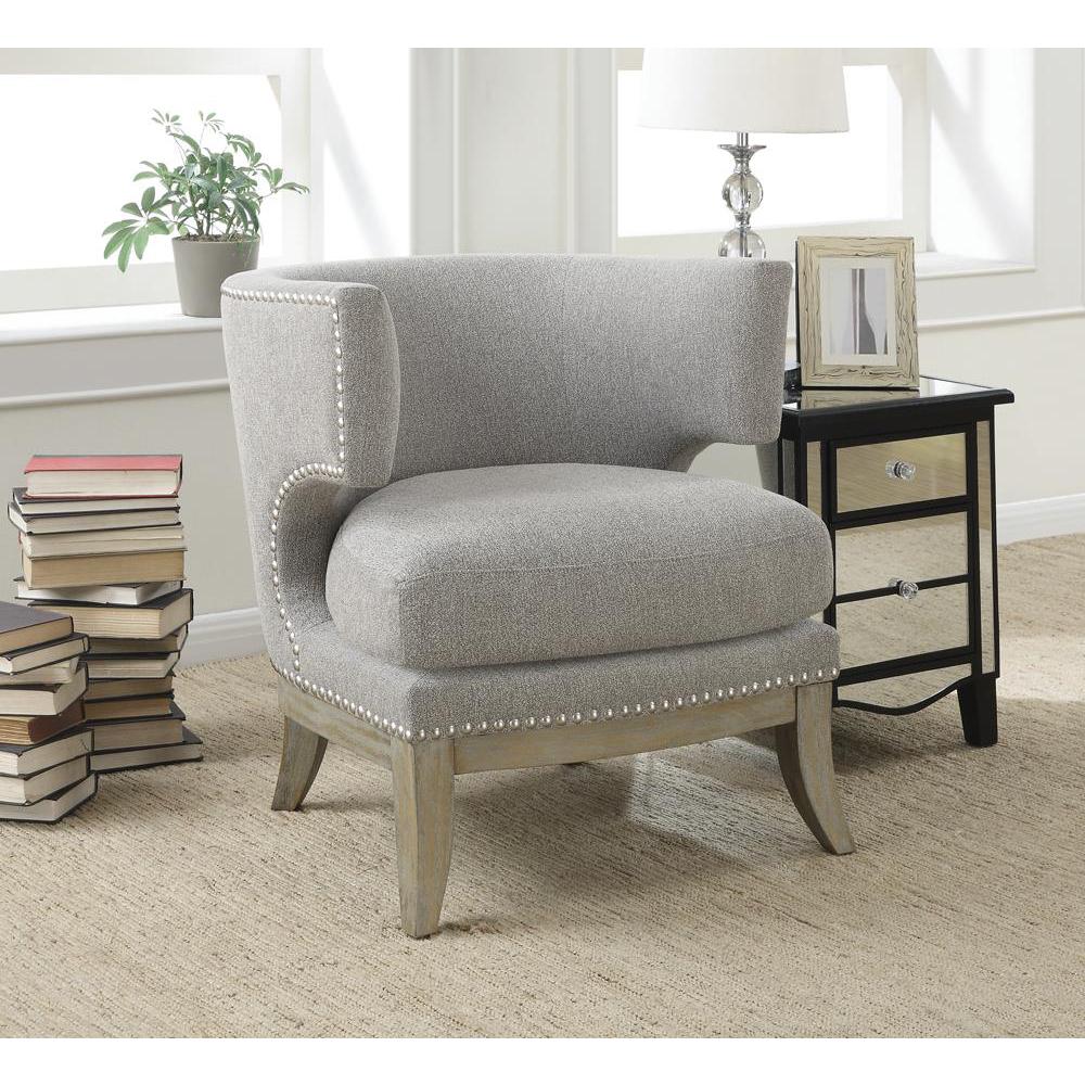 Jordan Dominic Barrel Back Accent Chair Grey and Weathered Grey. Picture 1