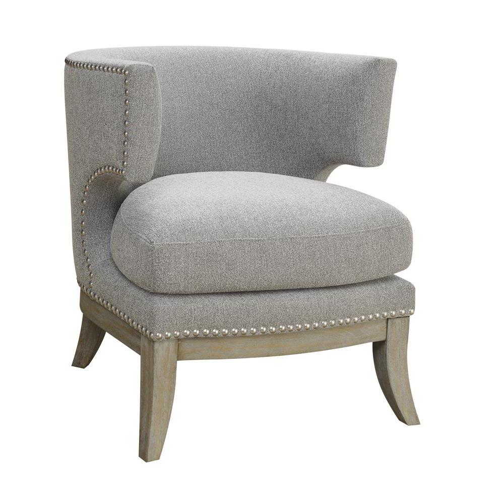 Jordan Dominic Barrel Back Accent Chair Grey and Weathered Grey. Picture 2