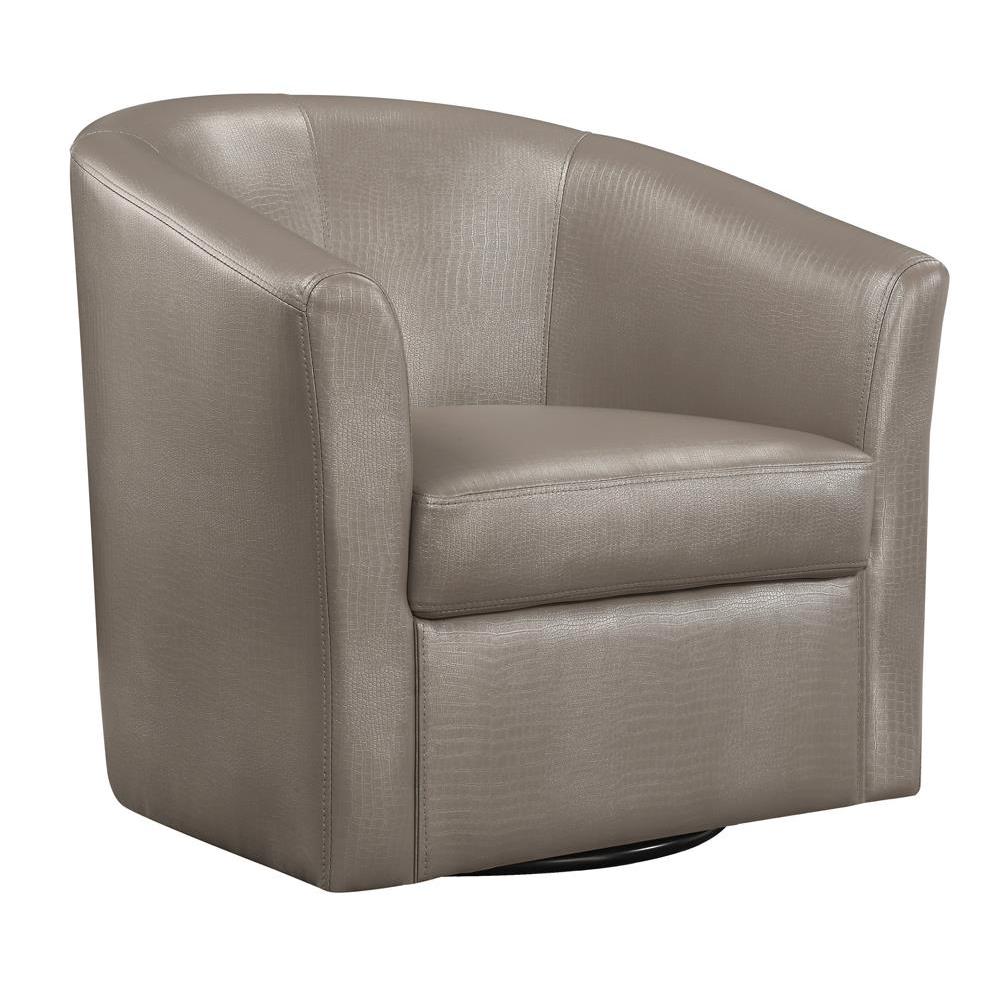 Turner Upholstery Sloped Arm Accent Swivel Chair Champagne. Picture 2