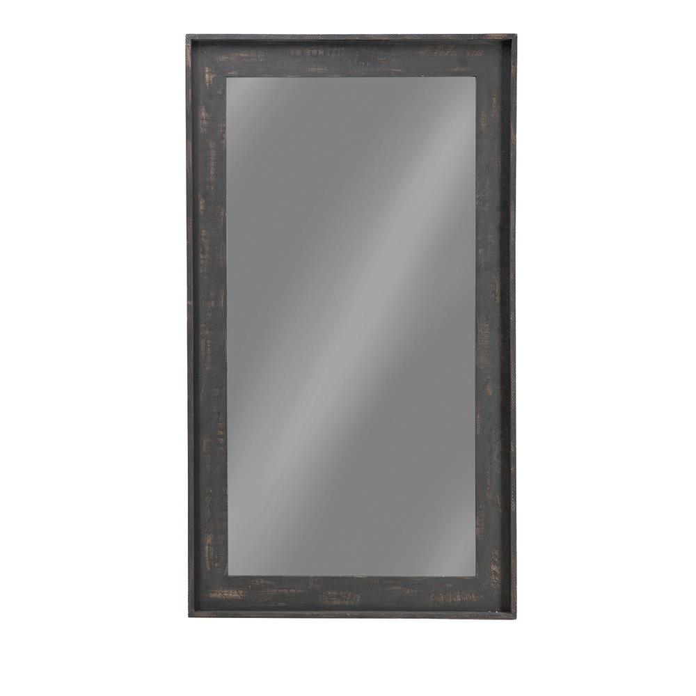 Cragen Rectangle Bold Contoured Frame Floor Mirror Brown. Picture 1