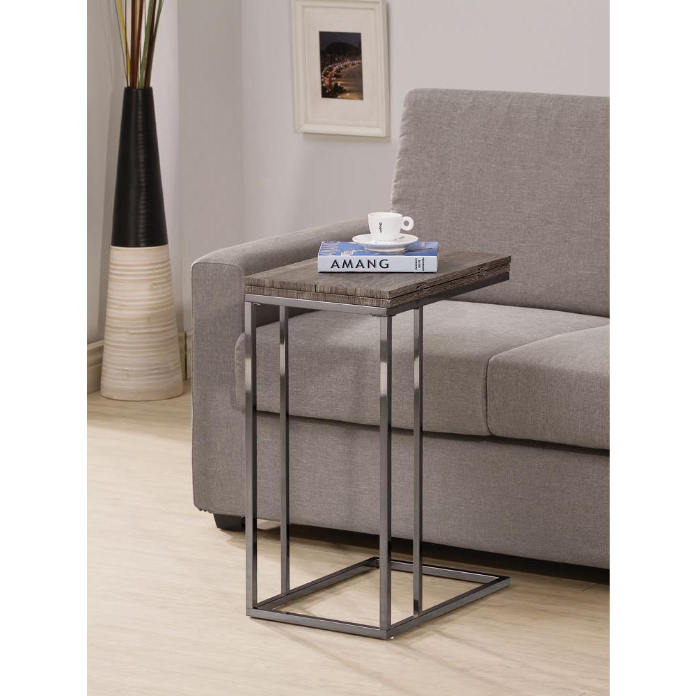 Pedro Expandable Top Accent Table Weathered Grey and Black. Picture 1