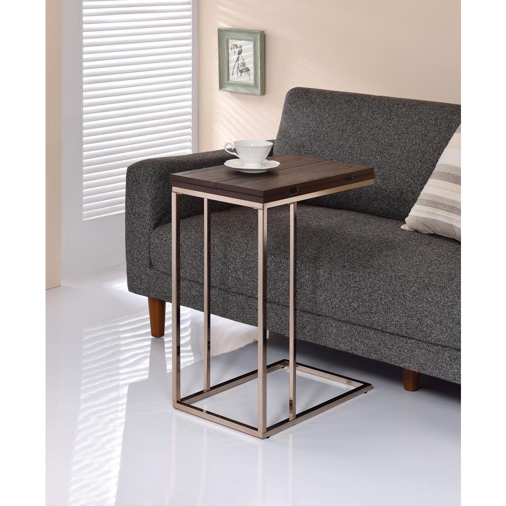 Pedro Expandable Top Accent Table Chestnut and Chrome. Picture 1