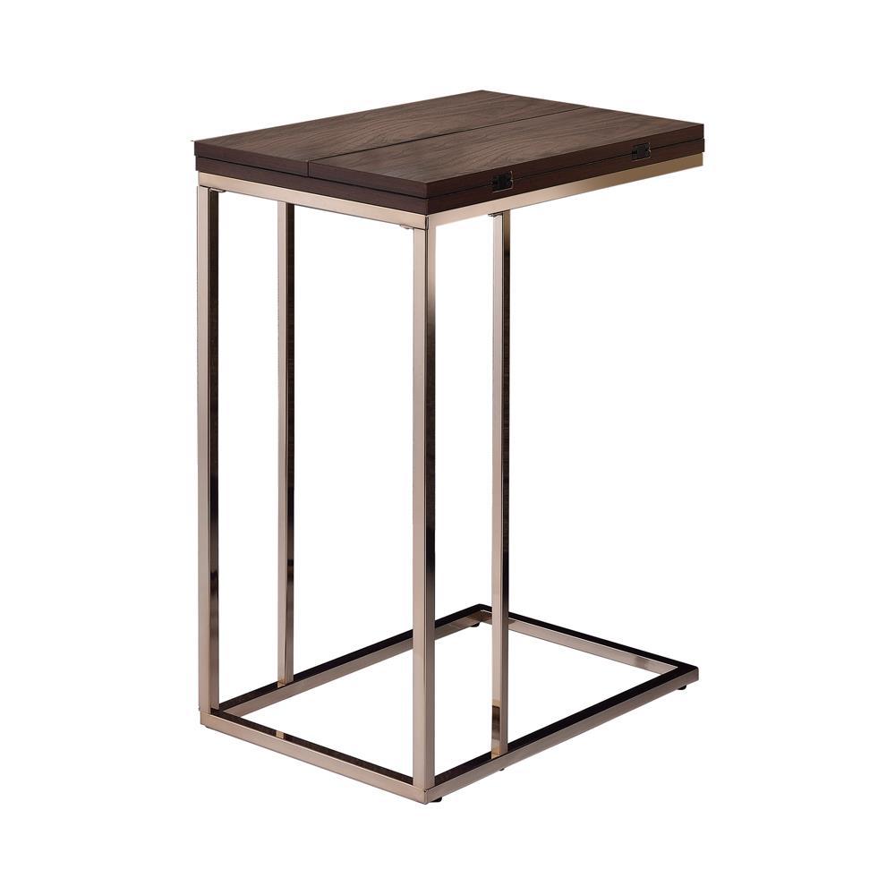 Pedro Expandable Top Accent Table Chestnut and Chrome. Picture 2