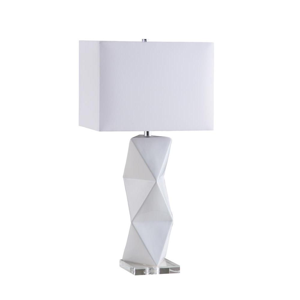 Camie Geometric Ceramic Base Table Lamp White. Picture 2