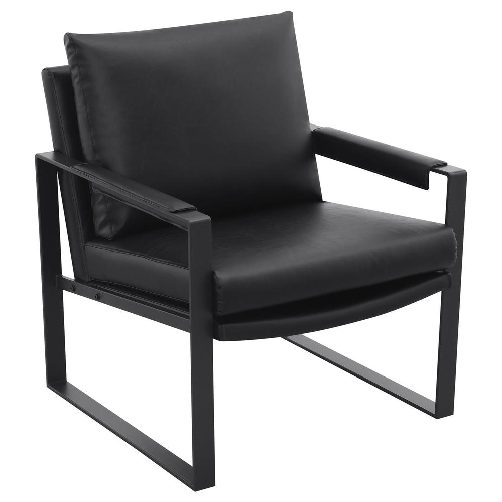 Rosalind Upholstered Track Arms Accent Chair Black and Gummetal. Picture 12