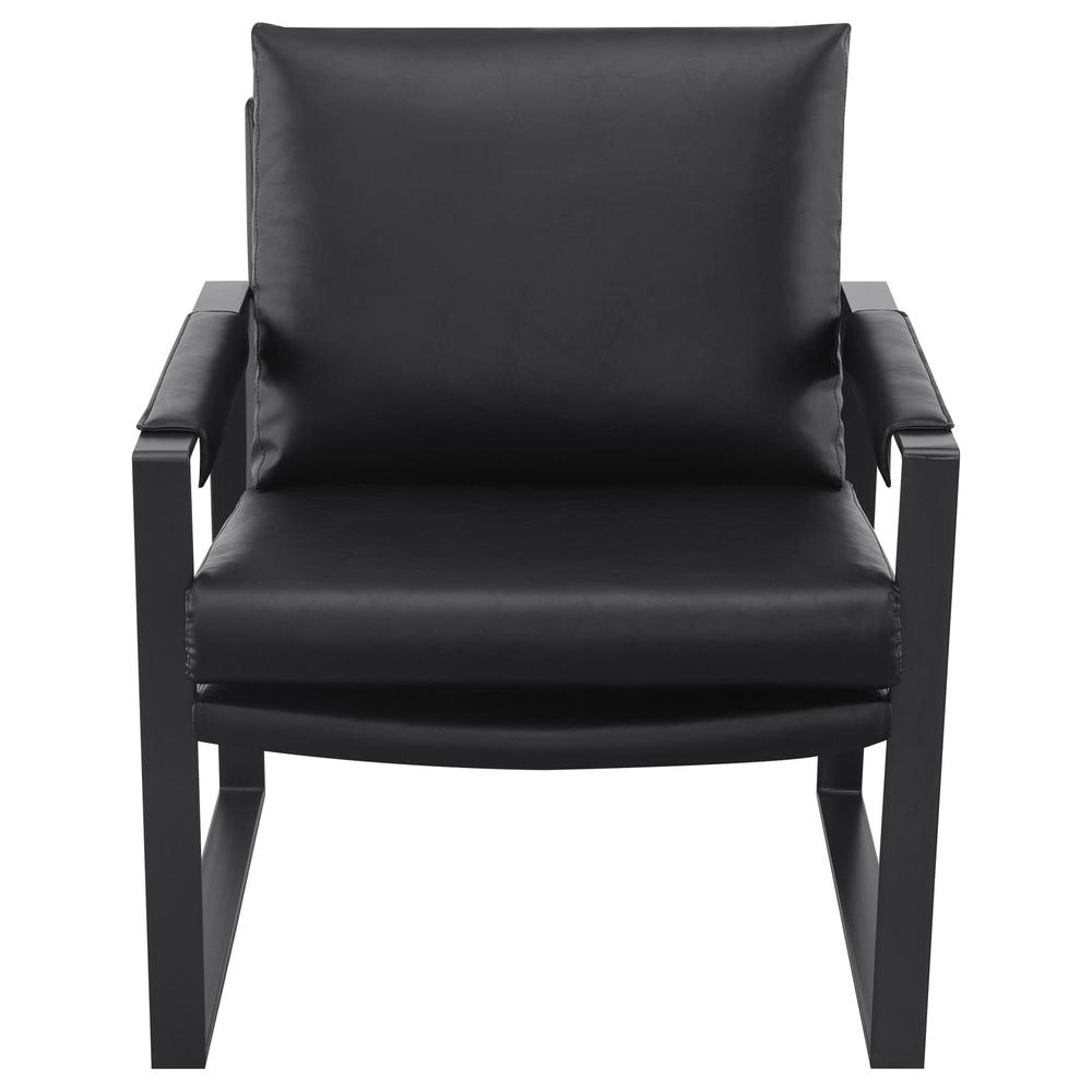 Rosalind Upholstered Track Arms Accent Chair Black and Gummetal. Picture 2