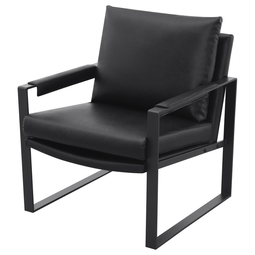 Rosalind Upholstered Track Arms Accent Chair Black and Gummetal. Picture 3
