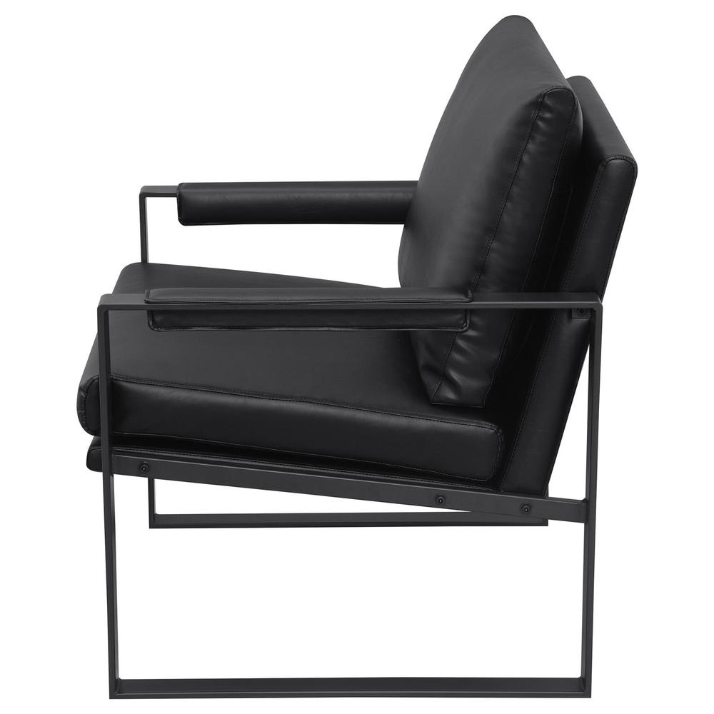 Rosalind Upholstered Track Arms Accent Chair Black and Gummetal. Picture 4