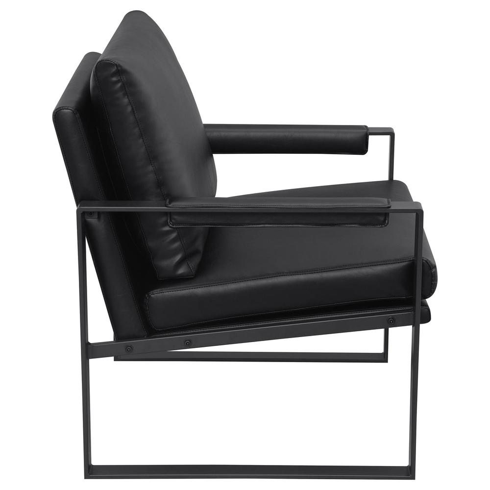 Rosalind Upholstered Track Arms Accent Chair Black and Gummetal. Picture 7