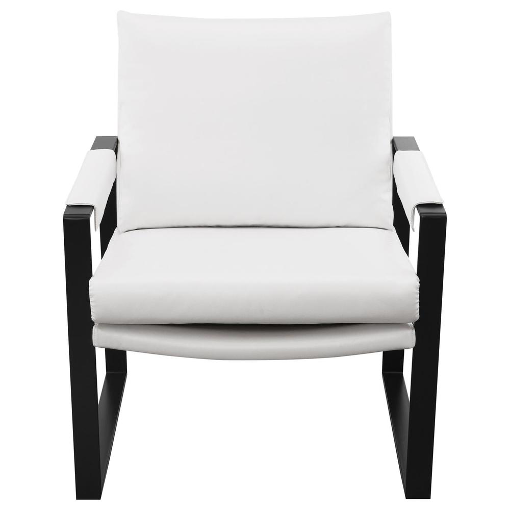 Rosalind Upholstered Track Arms Accent Chair White and Gummetal. Picture 2
