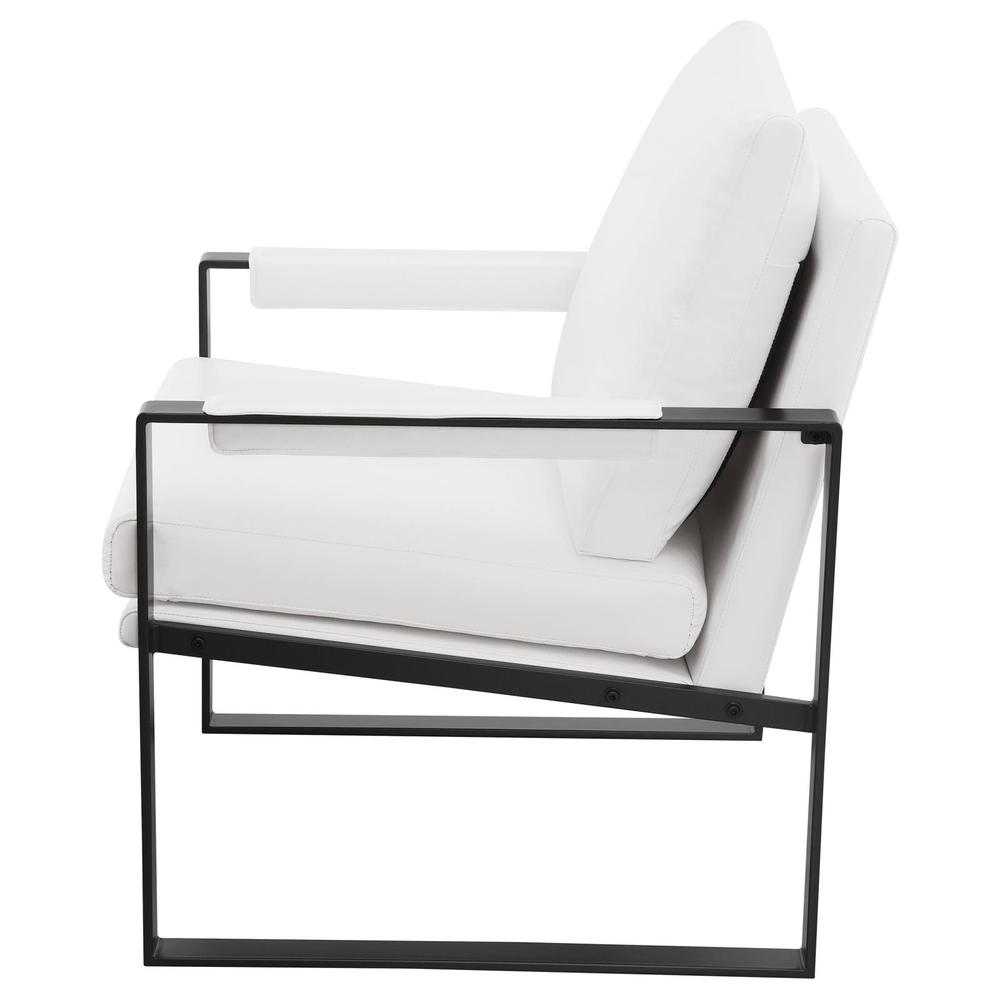 Rosalind Upholstered Track Arms Accent Chair White and Gummetal. Picture 4