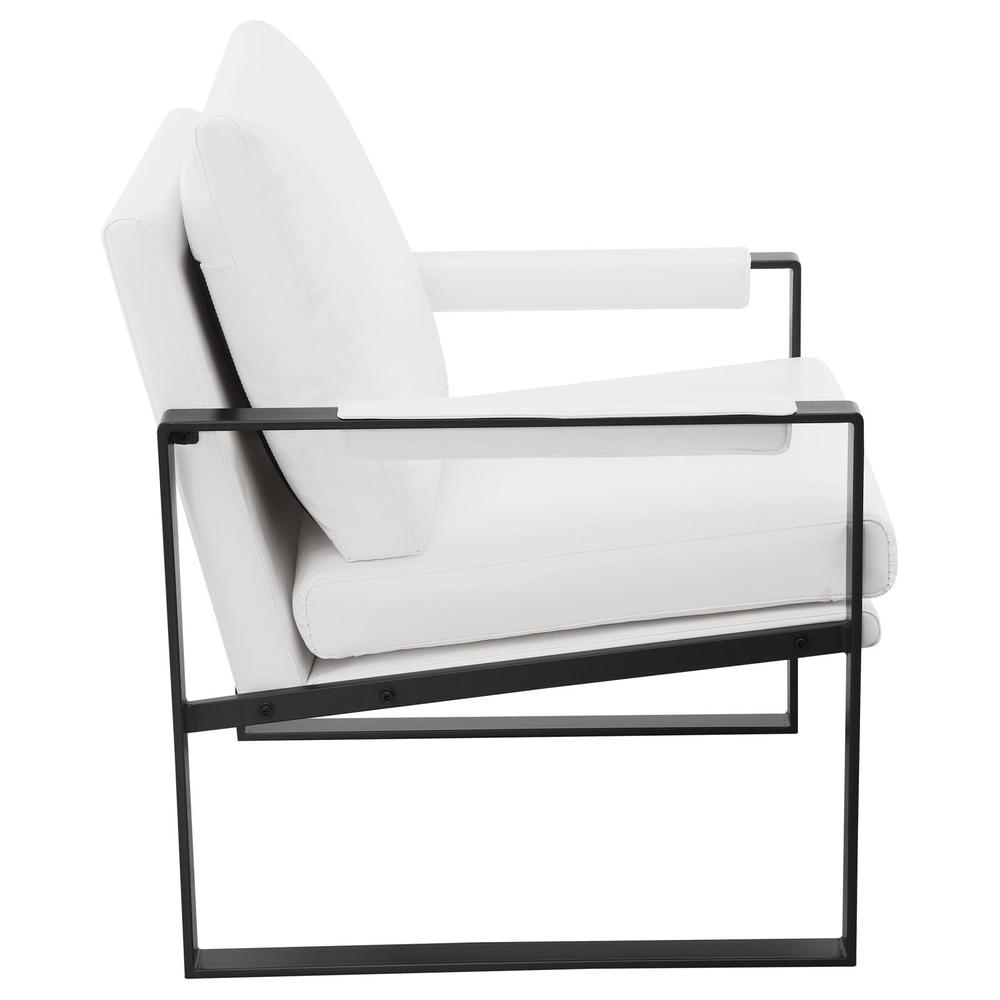 Rosalind Upholstered Track Arms Accent Chair White and Gummetal. Picture 7