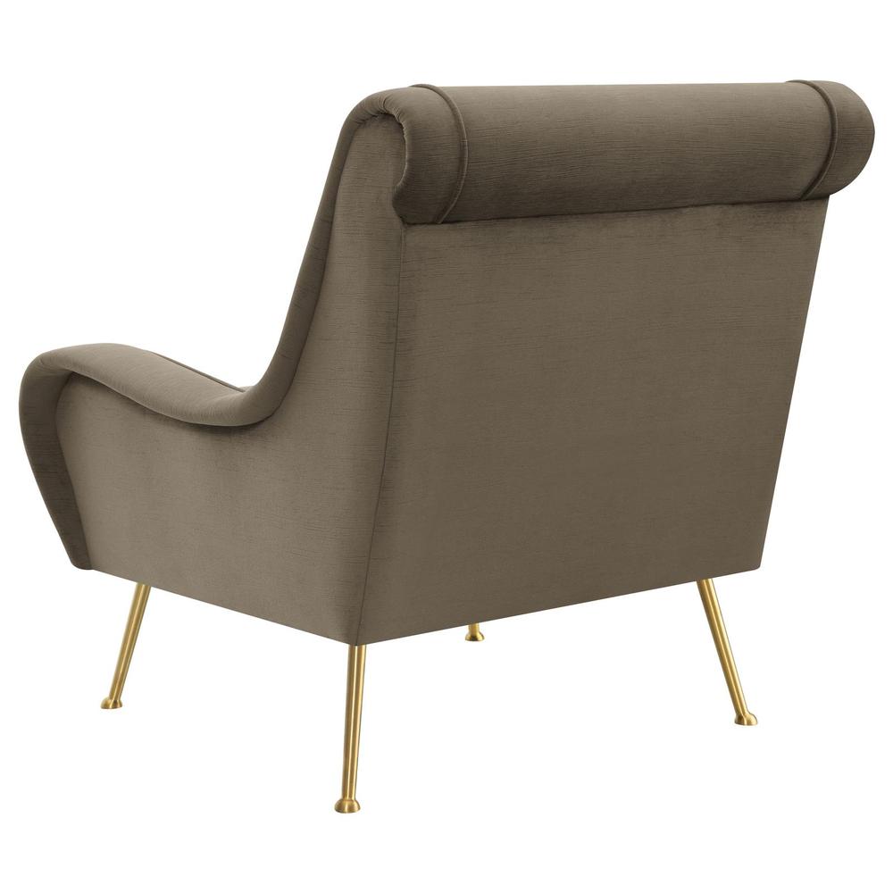Ricci Upholstered Saddle Arms Accent Chair Truffle and Gold. Picture 5