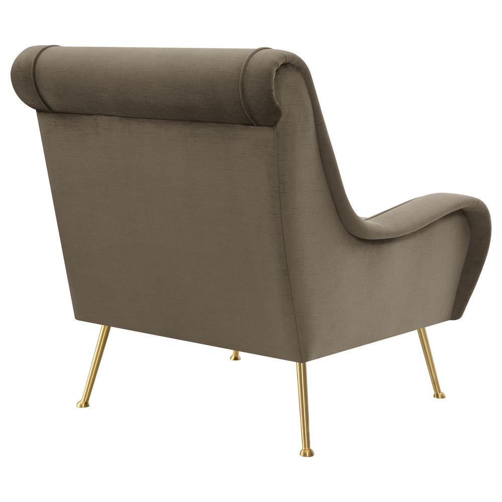 Ricci Upholstered Saddle Arms Accent Chair Truffle and Gold. Picture 6