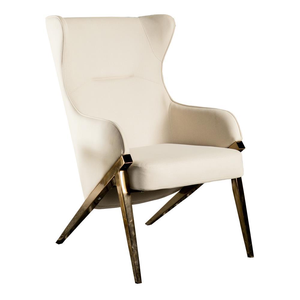 Walker Upholstered Accent Chair Cream and Bronze. Picture 2