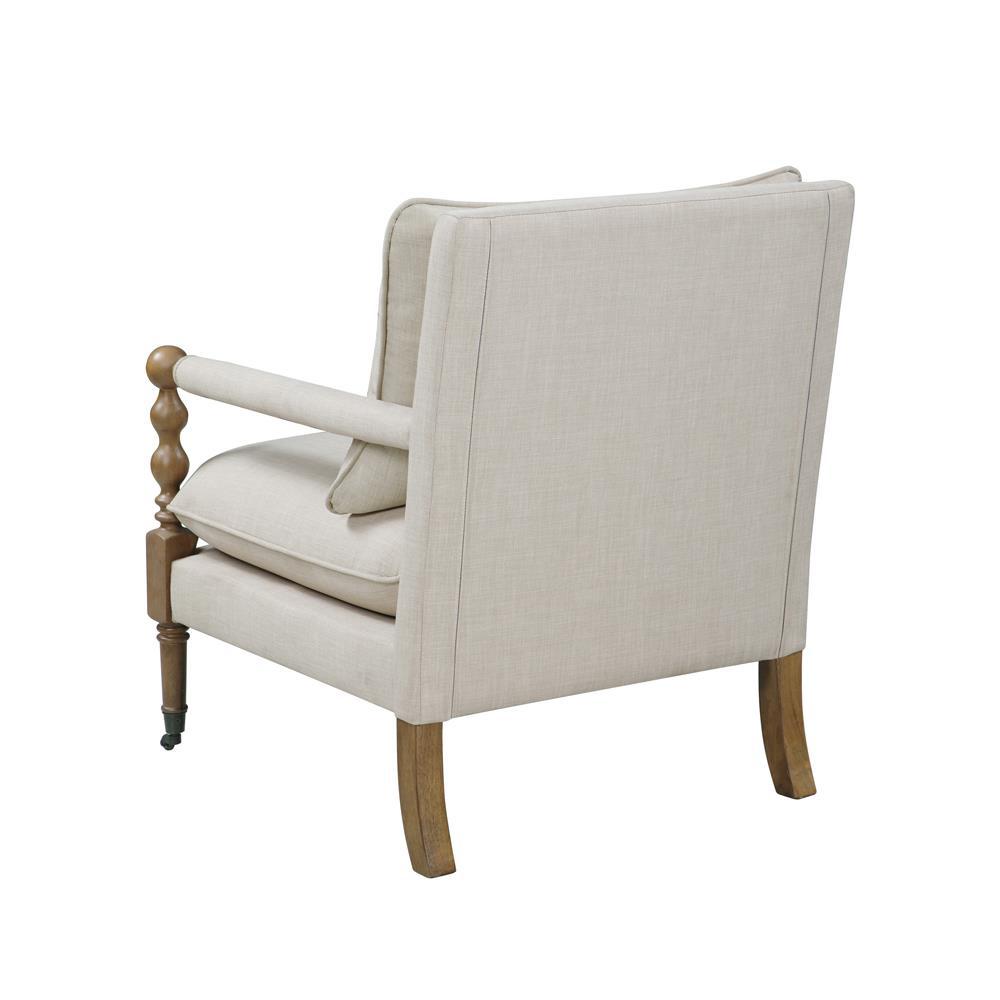 Dempsy Upholstered Accent Chair with Casters Beige. Picture 4