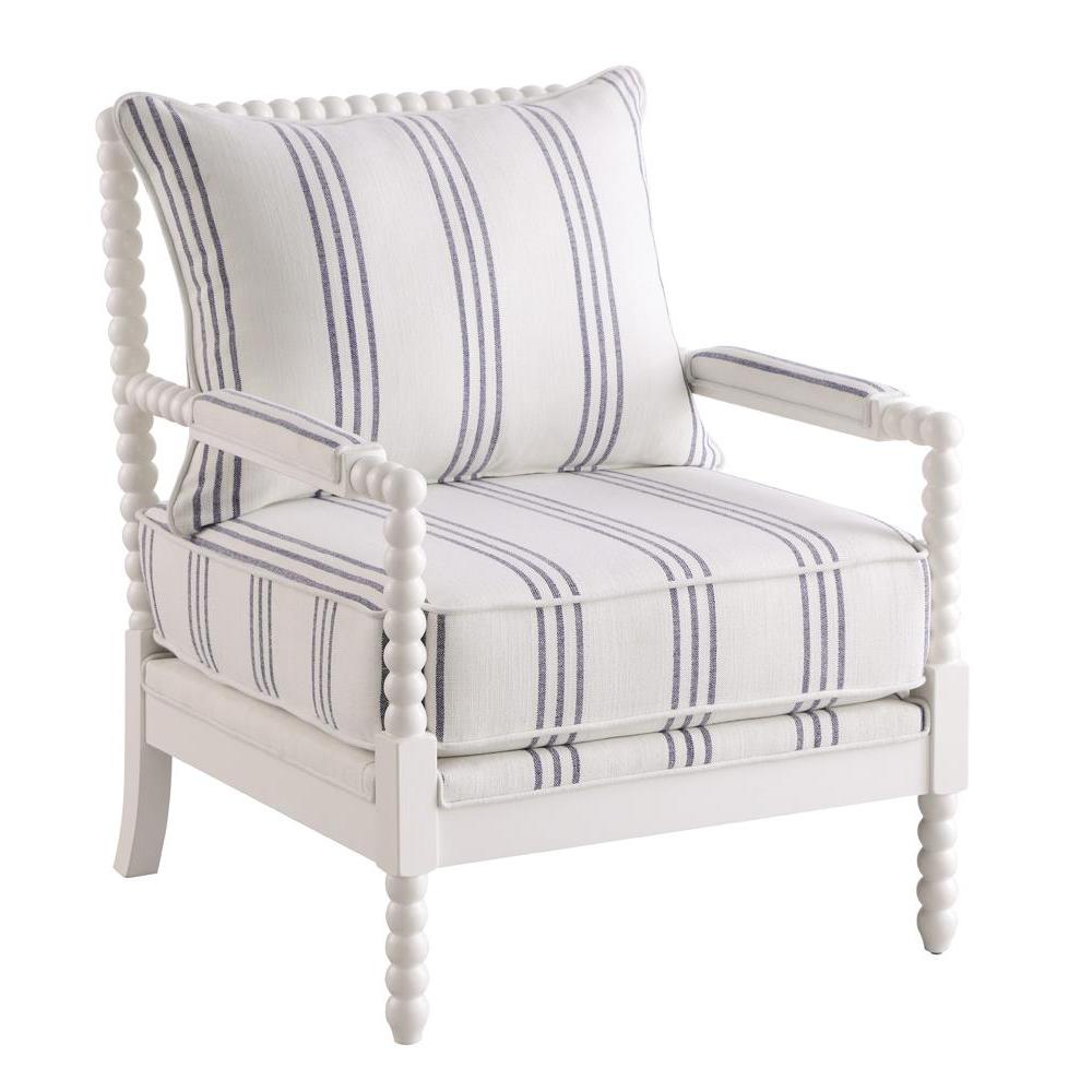 Blanchett Upholstered Accent Chair with Spindle Accent White and Navy. Picture 2