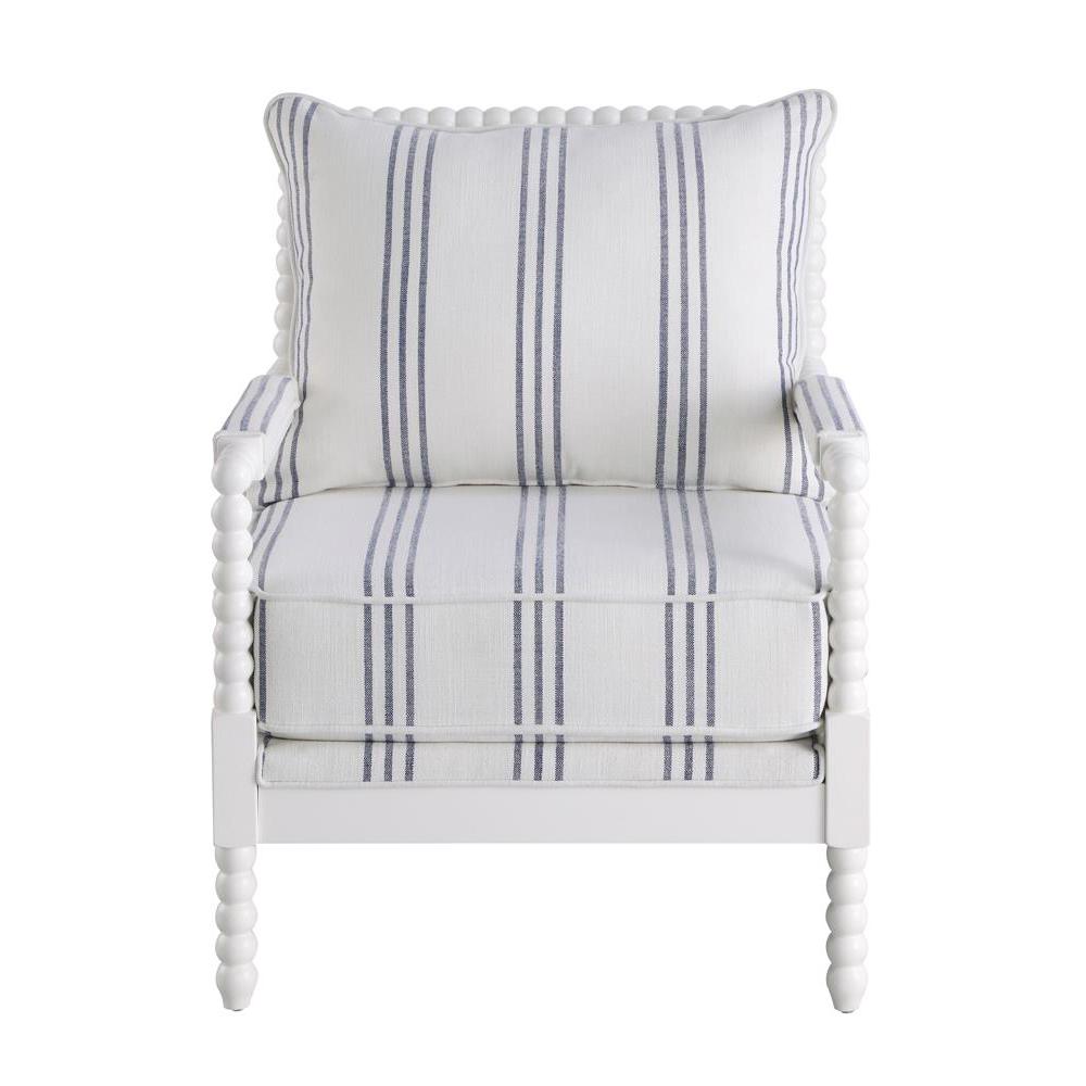 Blanchett Upholstered Accent Chair with Spindle Accent White and Navy. Picture 3